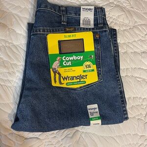 Wrangler Cowboy Cut Slim Fit Jeans 33x34 Prewashed Indigo